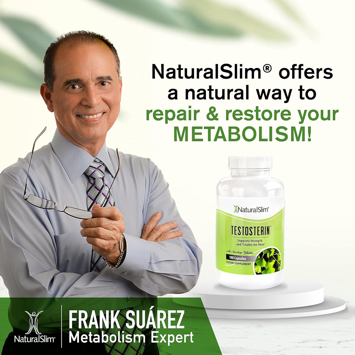NaturalSlim Natural Testosterone Booster for Men - 180 Capsules