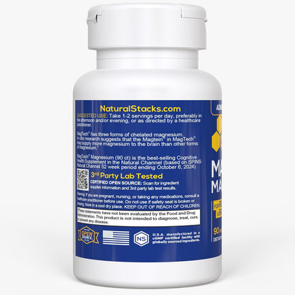 MagTech Magnesium Supplement - Supports Relaxation &amp; Brain Health - 90 Capsules