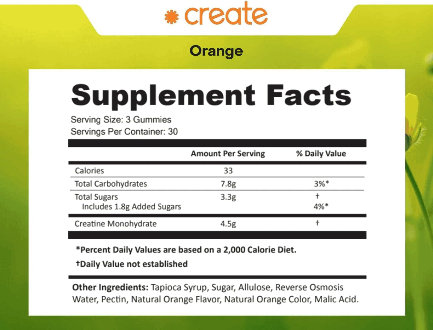 Create Creatine Monohydrate Gummies for Men & Women Orange Flavor