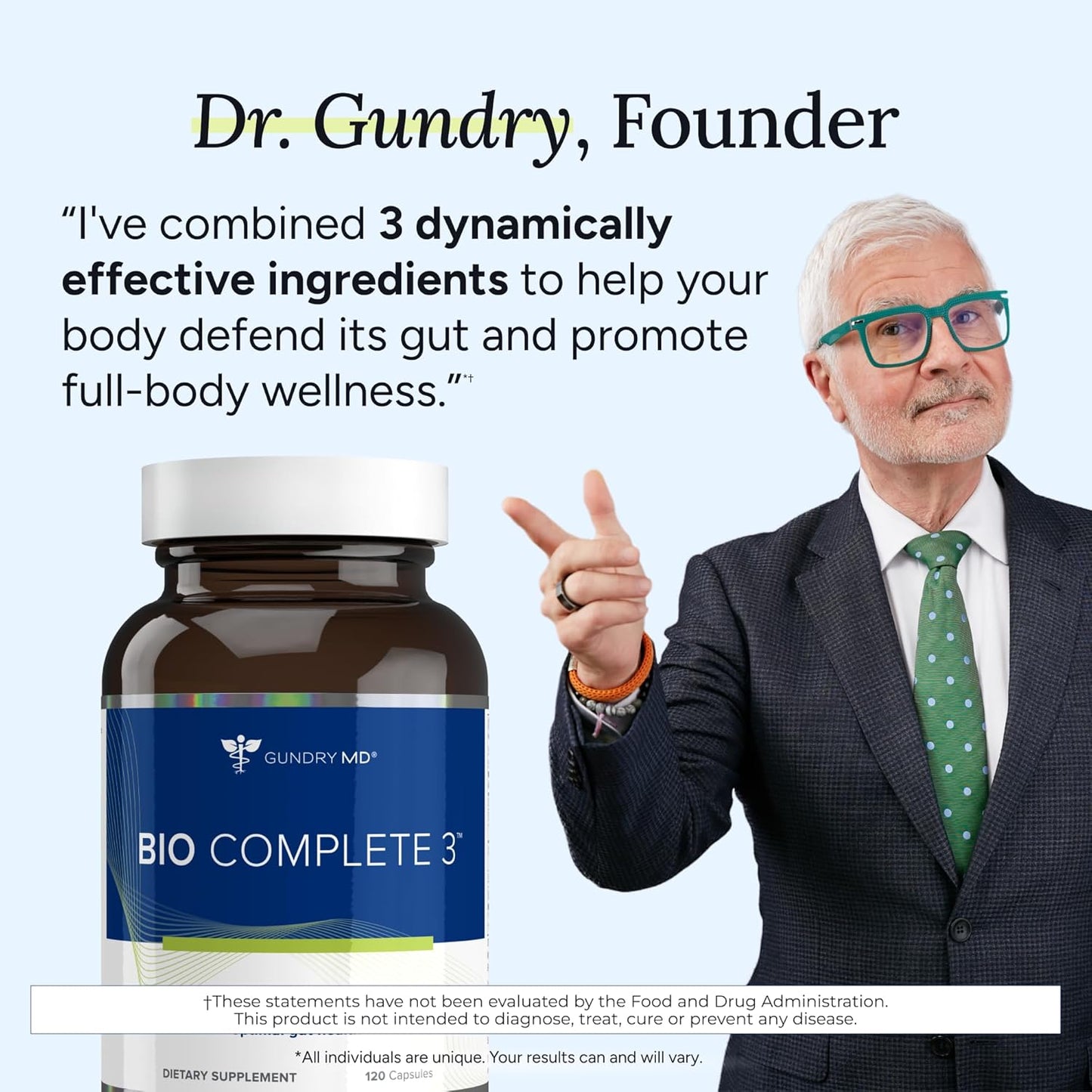 Gundry MD® Bio Complete 3, 3-in-1 Probiotics for Gut Health 30 Day Supply