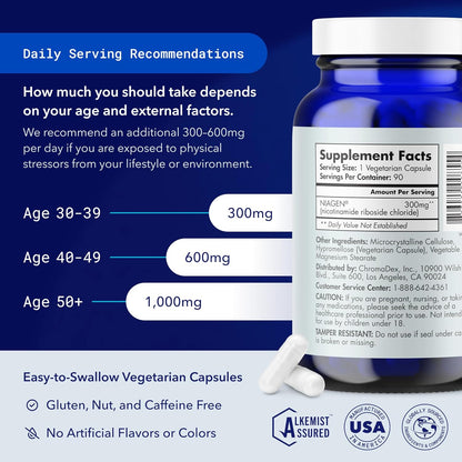 TRU NIAGEN Patented NAD+ Supplement for Anti Aging and Cell Regeneration, 300 mg Niagen, 90 Servings | 1 Bottle