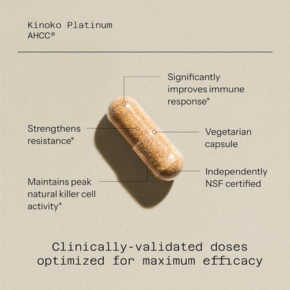Quality of Life Premium Kinoko Platinum AHCC Herbal Supplement, Pack of 1, 60 Veggie Capsules
