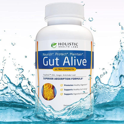Gut Alive - All Natural Support to Fight IBS, Heartburn, Acid Indigestion, Acid Reflux, Bloating & Gas. Unique Formulation (60 Count (Pack of 1)