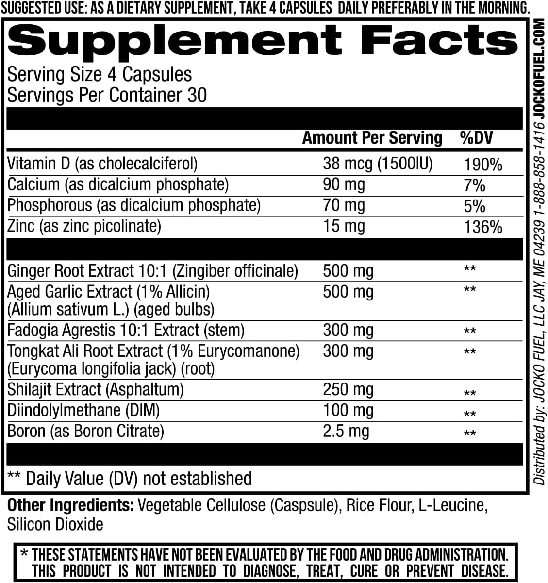 Jocko Fuel Test Booster for Men - Natural Endurance, Stamina, & Strength Booster