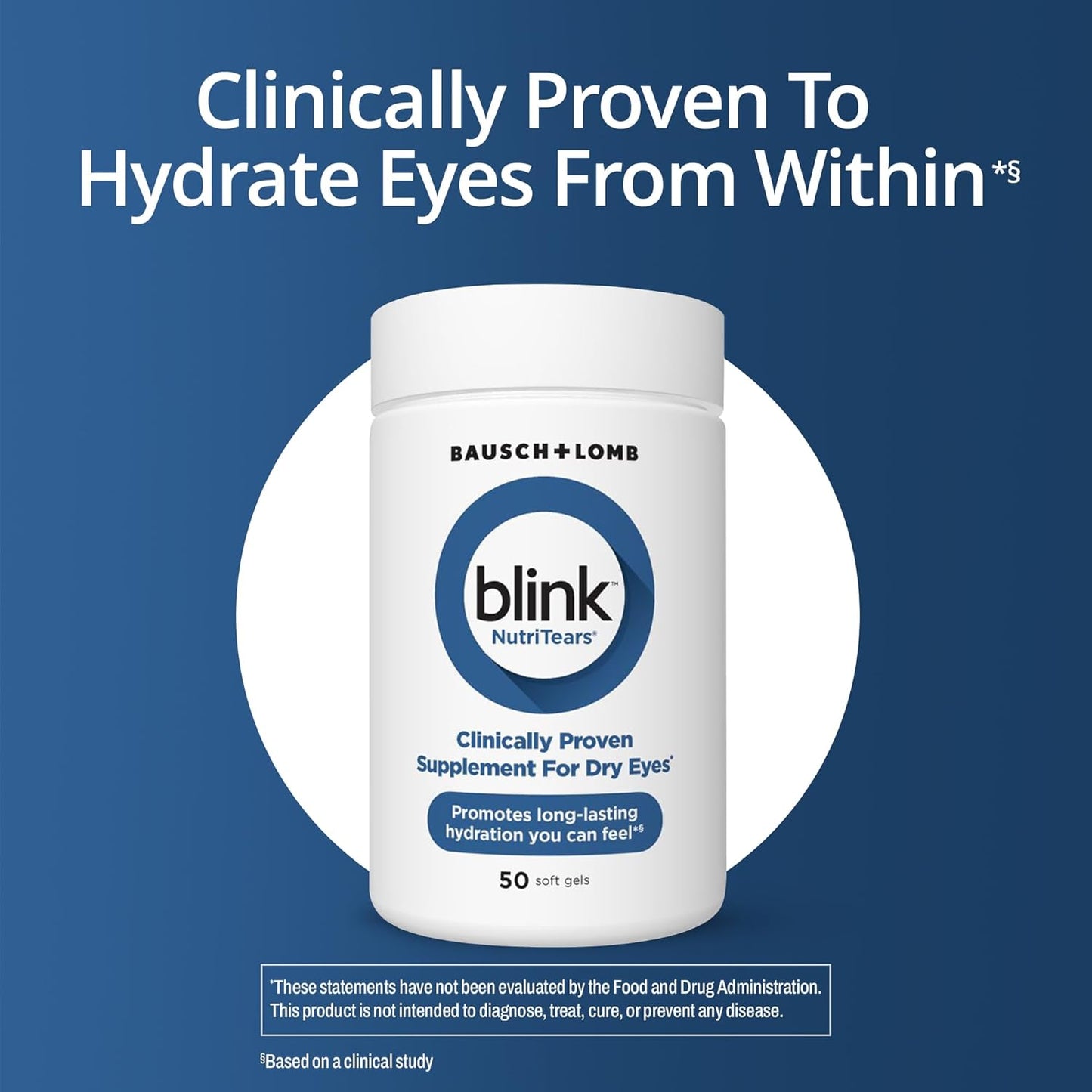 BLINK NutriTears Clinically Proven Supplement for Dry Eyes, 50 Softgels