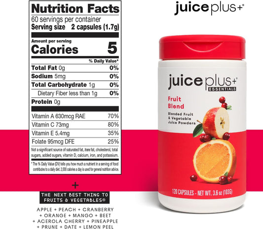 Juice Plus+ Fruit &amp; Vegetable Blend - Fruit and Vegetable Supplement  - 2 Bottles (120 Capsules Each)