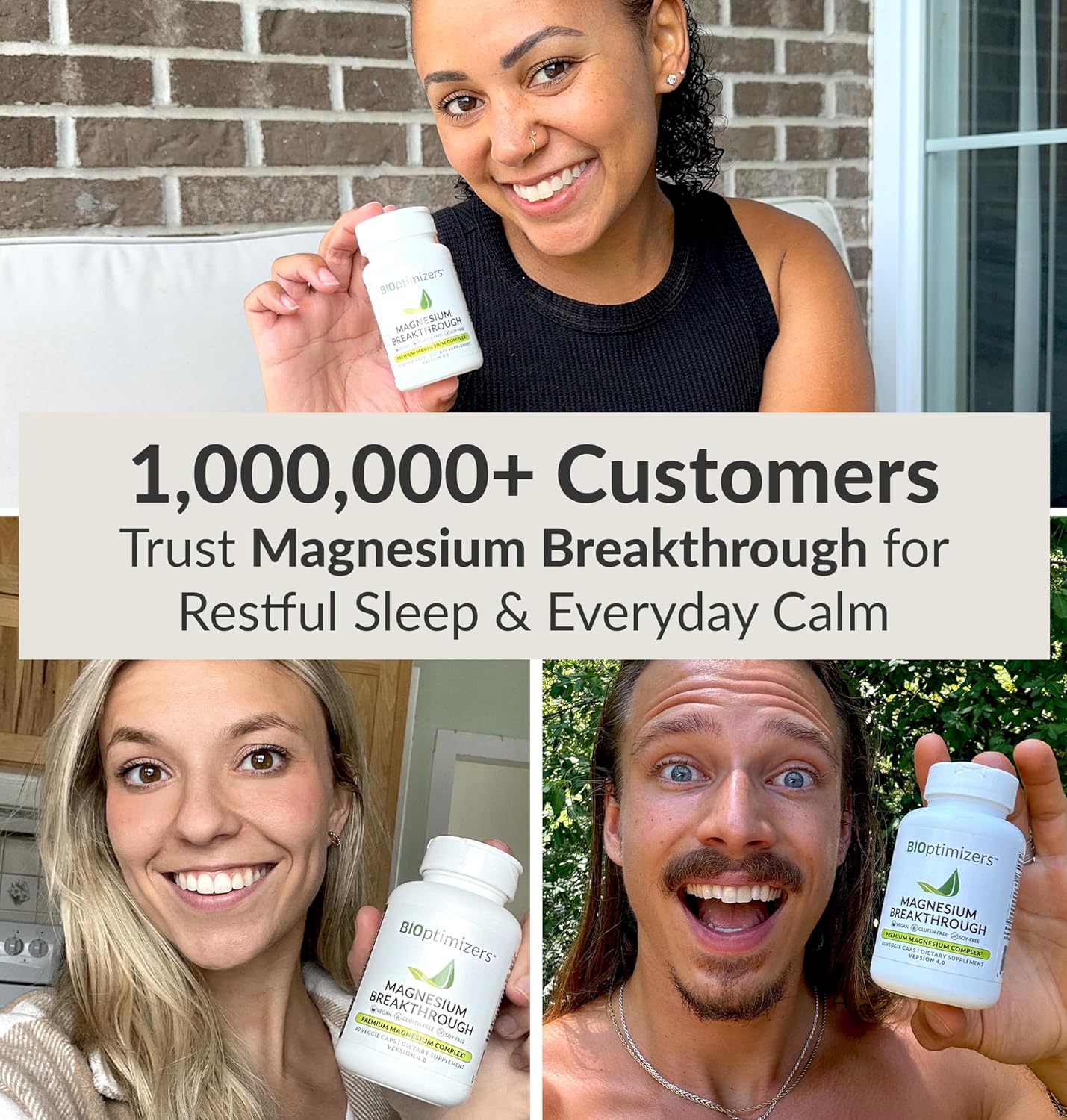 BIOptimizers Magnesium Breakthrough Supplement 4.0-7 Forms of Mg, Natural Support for Sleep and Cognitive Function- 60 Capsules