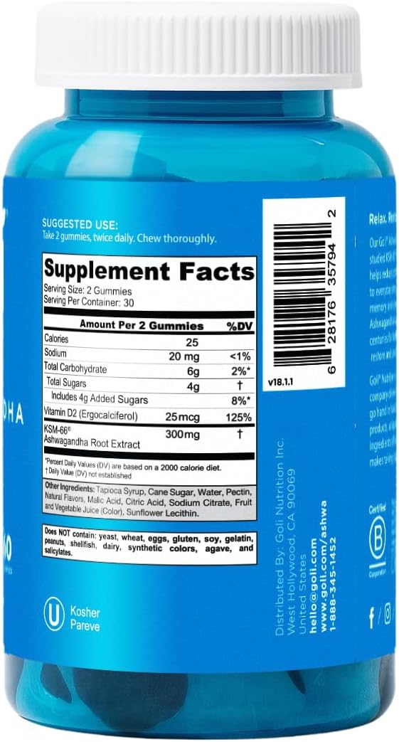 Goli Ashwagandha &amp; Vitamin D Gummy 60 Count (Pack of 2)