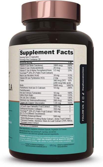 Hair La Vie Live Conscious Clinical Formula Hair Growth Vitamins for Women and Men