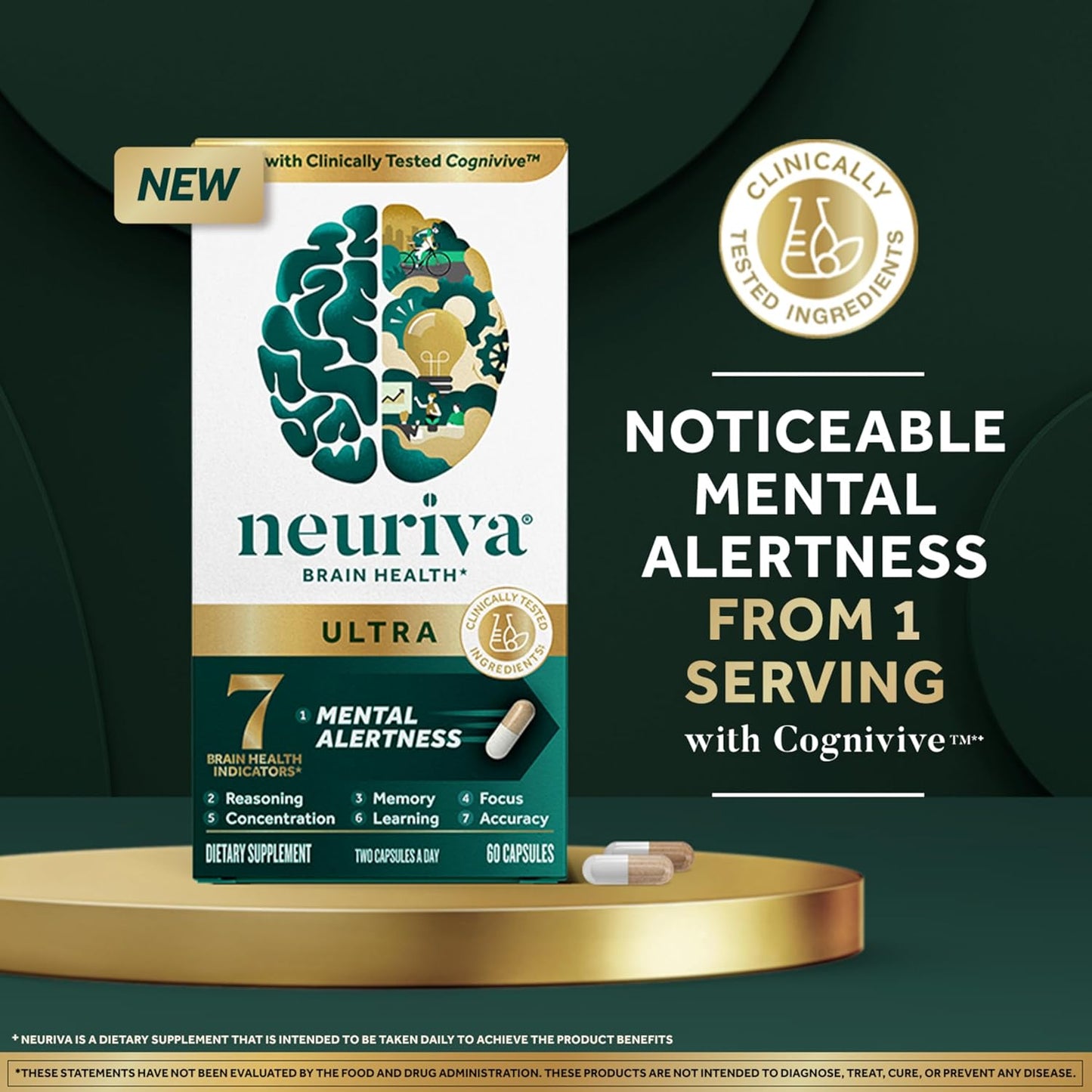 NEURIVA Ultra Decaffeinated Clinically Tested Nootropic Brain Supplement