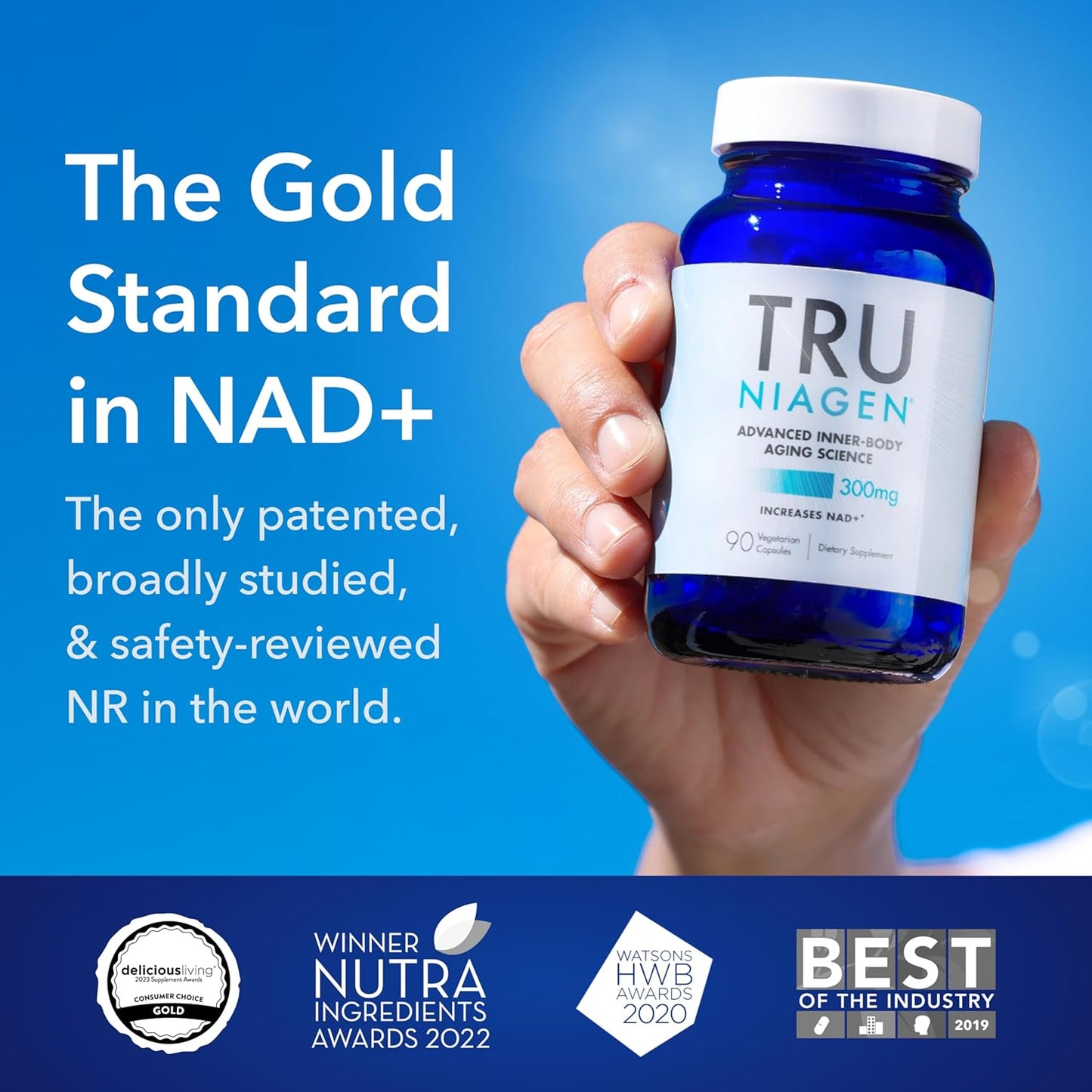 TRU NIAGEN Patented NAD+ Supplement for Anti Aging and Cell Regeneration, 300 mg Niagen, 90 Servings | 1 Bottle