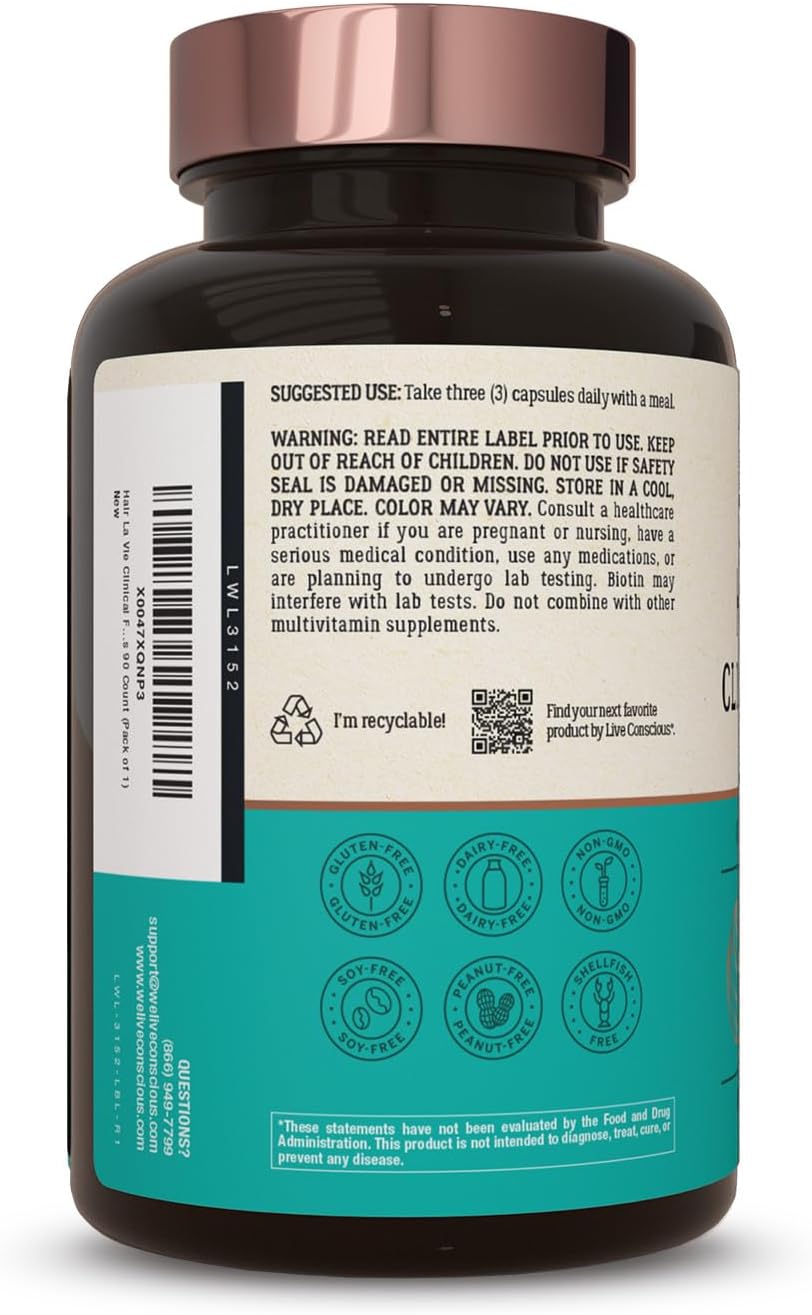 Hair La Vie Live Conscious Clinical Formula Hair Growth Vitamins for Women and Men