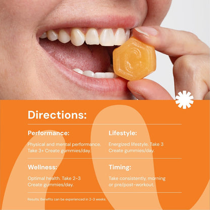 Create Creatine Monohydrate Gummies for Men & Women Orange Flavor