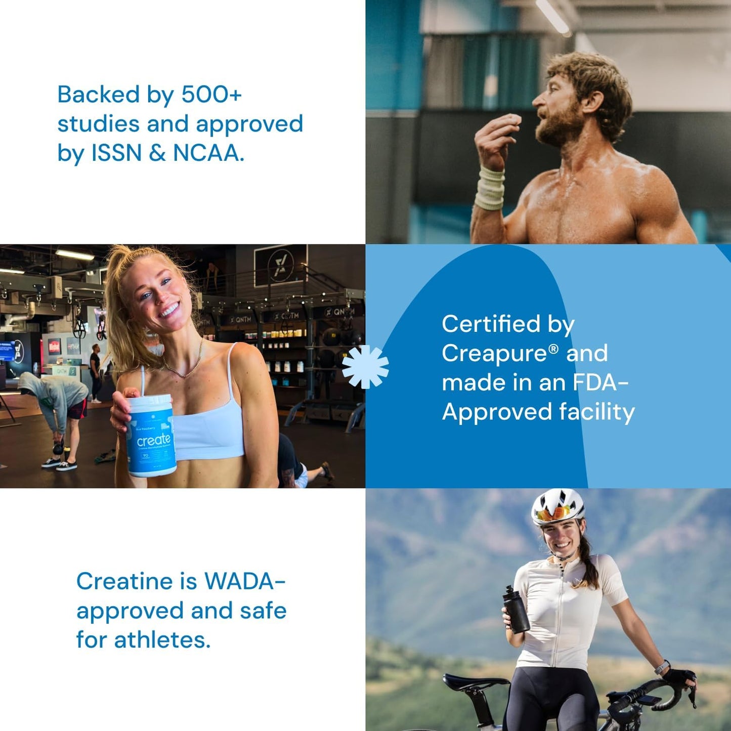 Create Creatine Monohydrate Gummies for Men &amp; Women Flavor Blue Raspberry