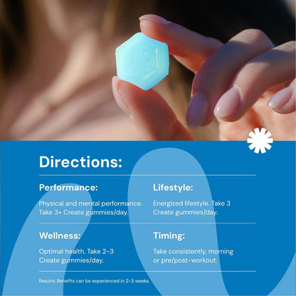 Create Creatine Monohydrate Gummies for Men &amp; Women Flavor Blue Raspberry
