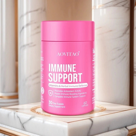 AOVITAO Natural Herbal Immune Defense Immunity Vitamins Supplement Booster And Mushroom Supplement With Lion's Mane, Reishi, Chaga, Cordyceps, Turkey Tail & More