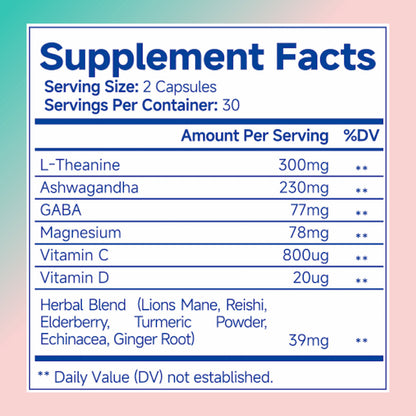 AOVITAO Stress Relief Mix Ashwagandha For Women Supplement With L-Theanine Magnesium, Stress Relief, Focus And Relaxation Support Anxiery Pill