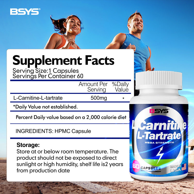 BSYS L-Carnitine L-Tartrate 60 Counts Capsules