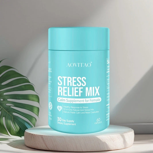 AOVITAO Stress Relief Mix Ashwagandha For Women Supplement With L-Theanine Magnesium, Stress Relief, Focus And Relaxation Support Anxiery Pill
